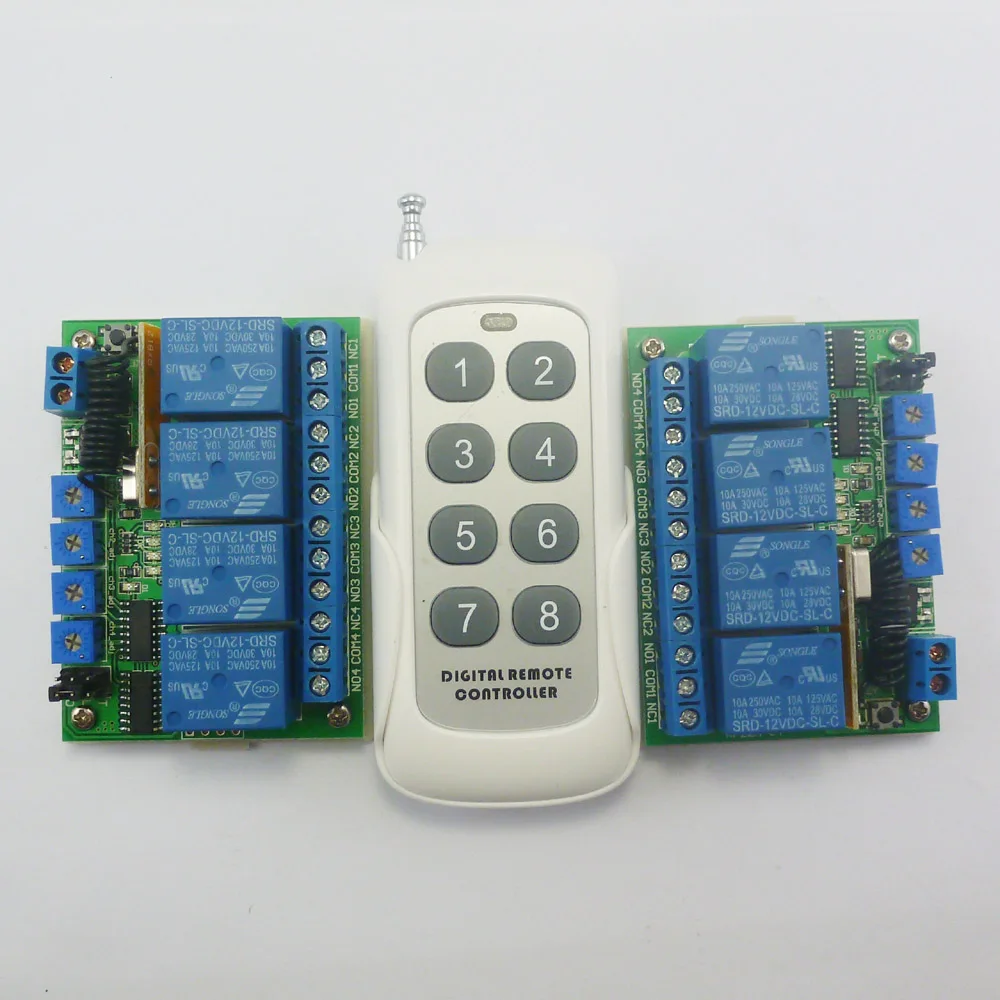 DC12V 433M 1TX + 2 RX DC 12V 4 канальный многофункциональный беспроводной ASK RF Регулируемый