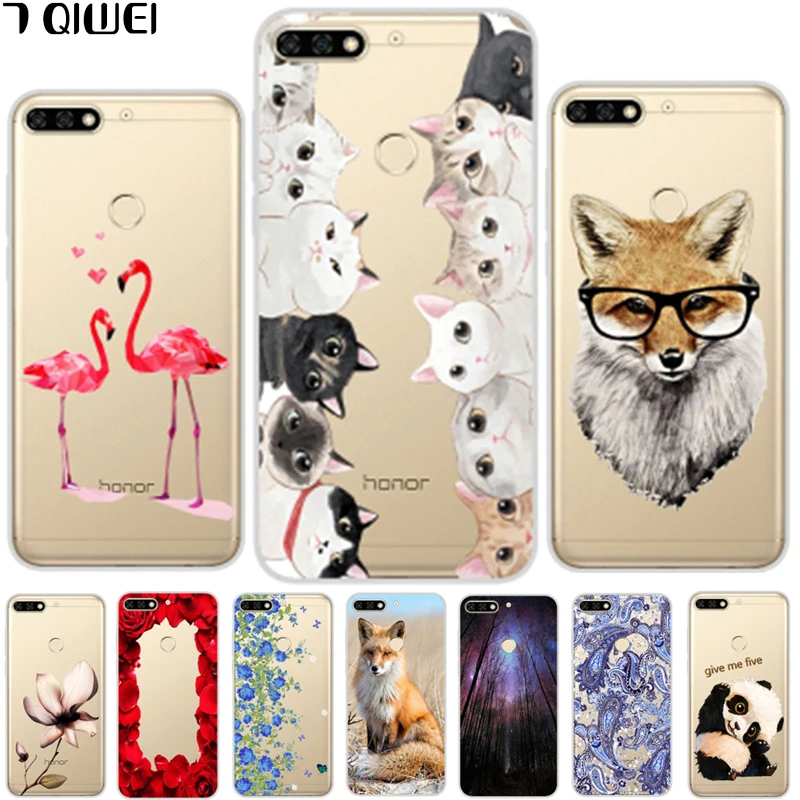 

For Huawei Honor 7C Pro Case LND-L29 Clear Soft TPU Back Cover For Huawei Y7 Prime 2018 Case Y7 Pro 2018 Cover Animal Funda Para