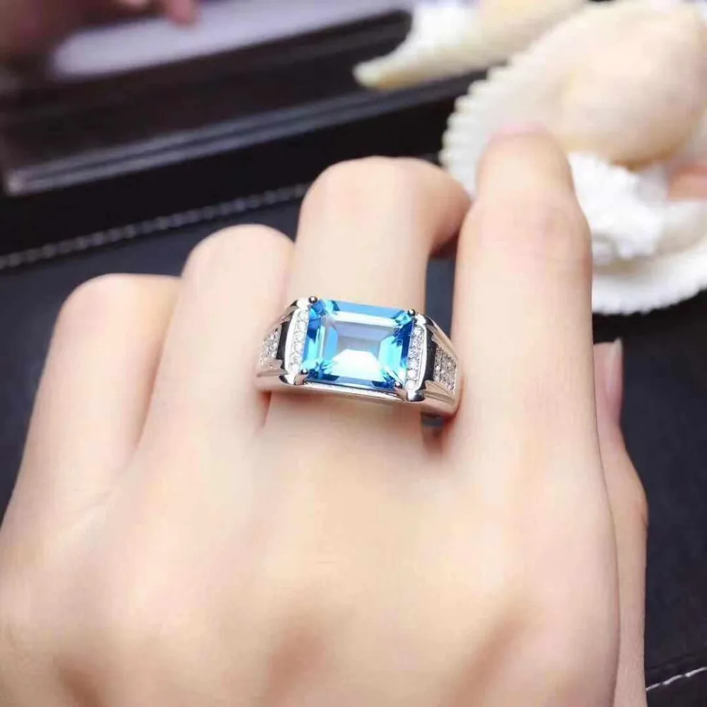 Classic Natural Sky Blue Topaz Ring Cut Solid 925 Sterling Silver Set Best Brand Fine Jewelry | Украшения и аксессуары
