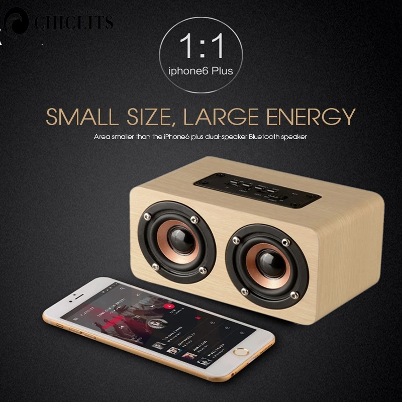 Деревянный беспроводной Bluetooth динамик Портативный HiFi Shock Bass Altavoz TF caixa de som