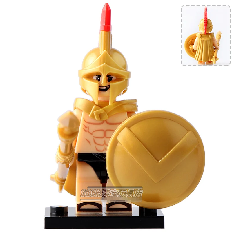 Goedkoop Enkele Koop Serie Spartacus Met Goud Plastic Cape Ridders SUPER HEROES STAR WAR minifig Building DIY Blokken XH646 Speelgoed Gift