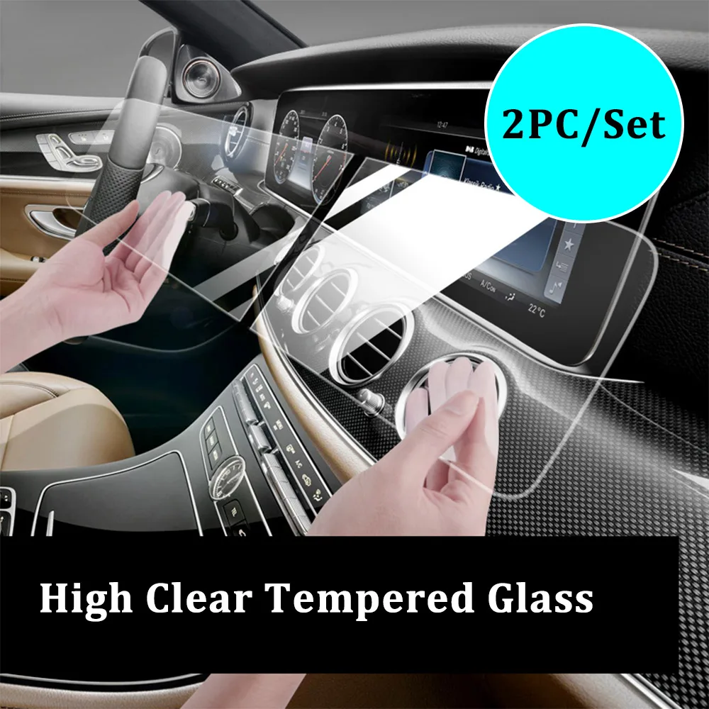 

2pcs/set Car Navigation Screen Protector Tempered Glass Film For Mercedes Benz E Class W213 2017 2018 2019 S Class W222 2018
