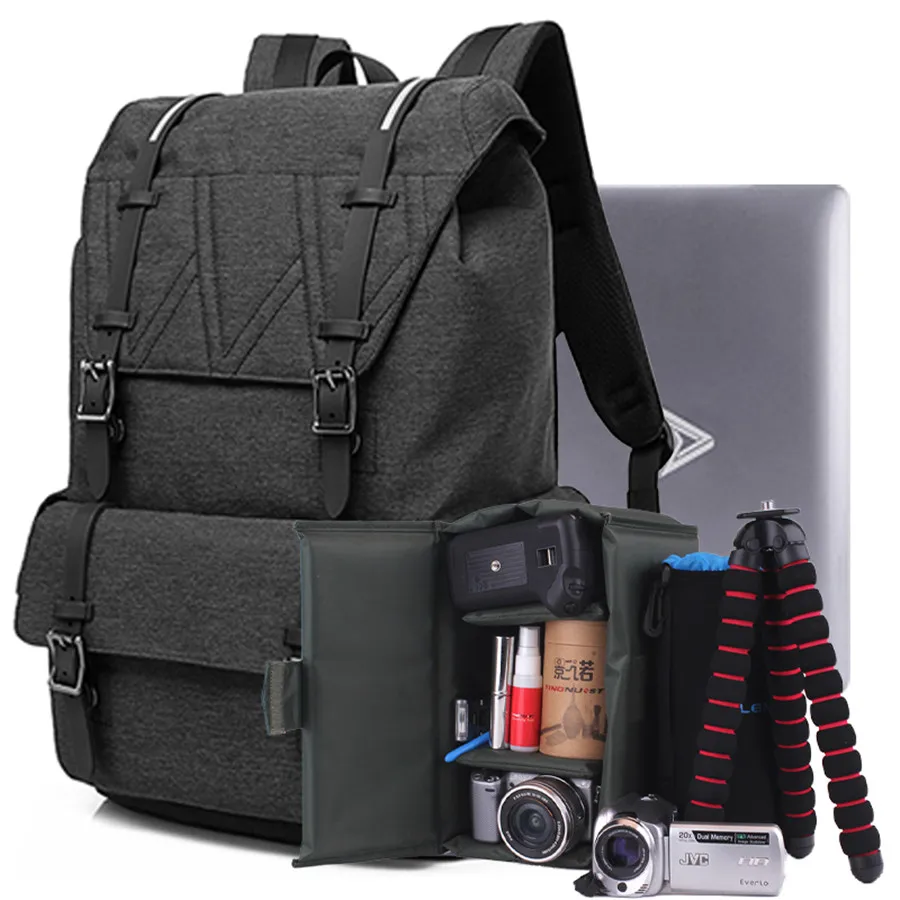DSLR Camera Backpack Padding Lens Divider Insert Bag with 15" Laptop