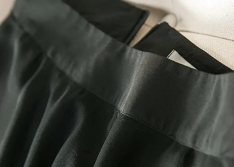 Женская шелковая юбка из натурального шелка, черные модные двухслойные юбки,, летняя Новинка