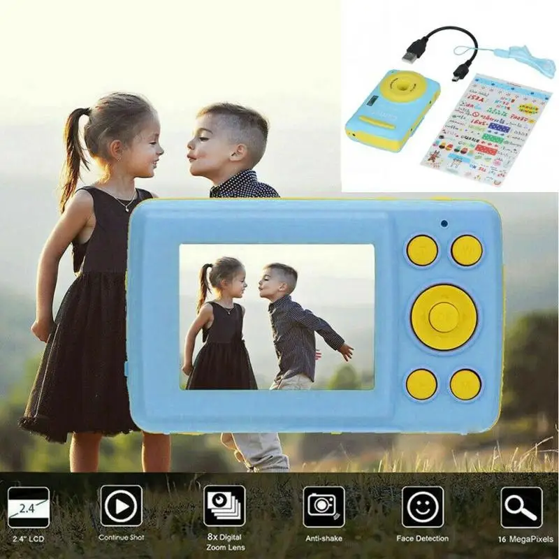 Anti-fall 2.4 Inch Screen Digital Camera Anti-shake Gifts Kids Children Mini Photo Cute HD Face Detection Durable Waterproof Anti-fall 2.4 Inch Screen Digital Camera Anti-shake Gifts Kids Children Mini Photo Cute HD Face Detection Durable Waterproof