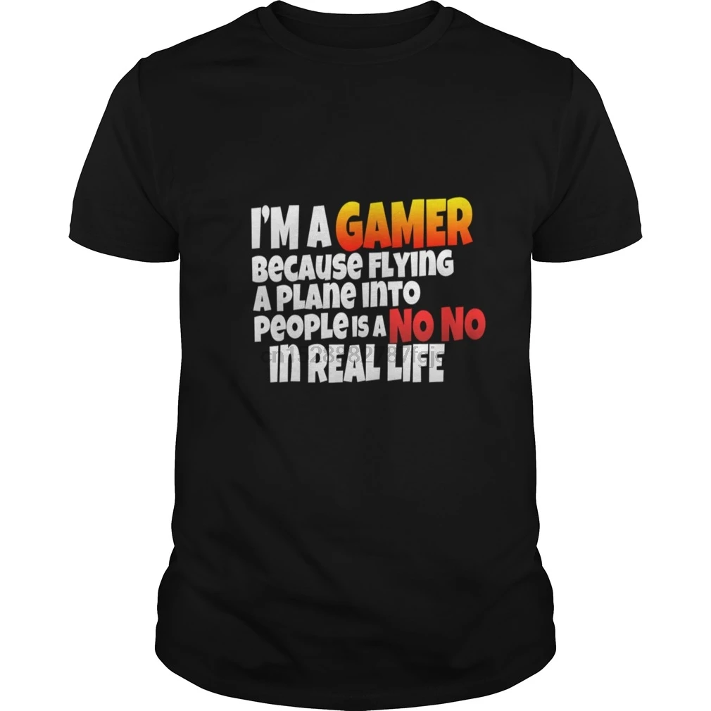 Мужская футболка с коротким рукавом Im A Gamer потому что летающая самолет в Peo крутая