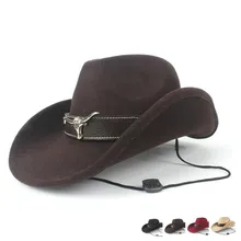 Женская и Мужская шерстяная открытая западная ковбойская шляпа Солнцезащитная шляпа джентльмен Outblack fedora Sombrero Hombre джаз шляпа ветряная веревка