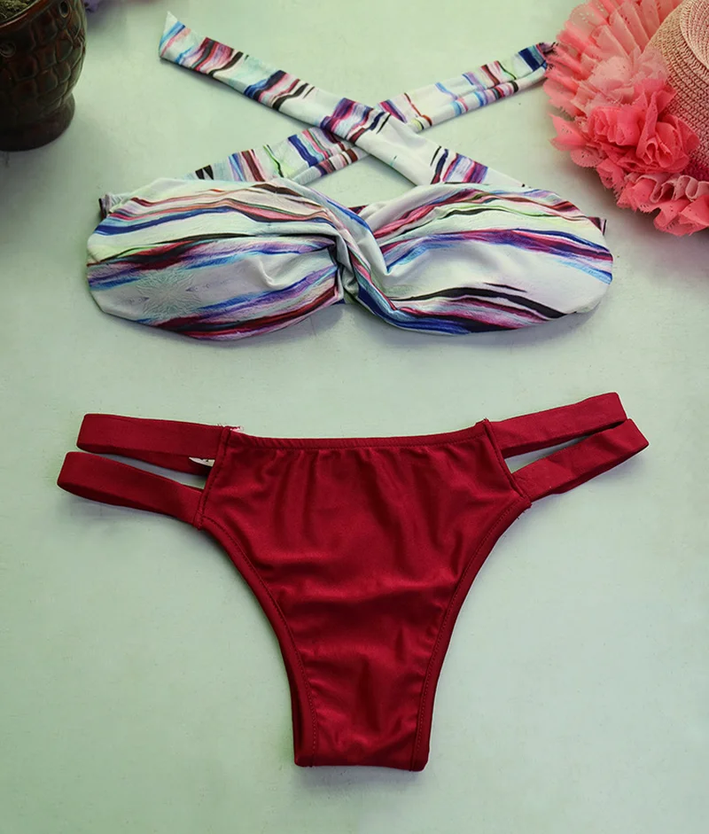 2019 New Women's Swimsuit Bikini Sexy Tube Top Strap Indoor Spa Pool Outdoor Surfing Travel Vacation Swimsuit 0537