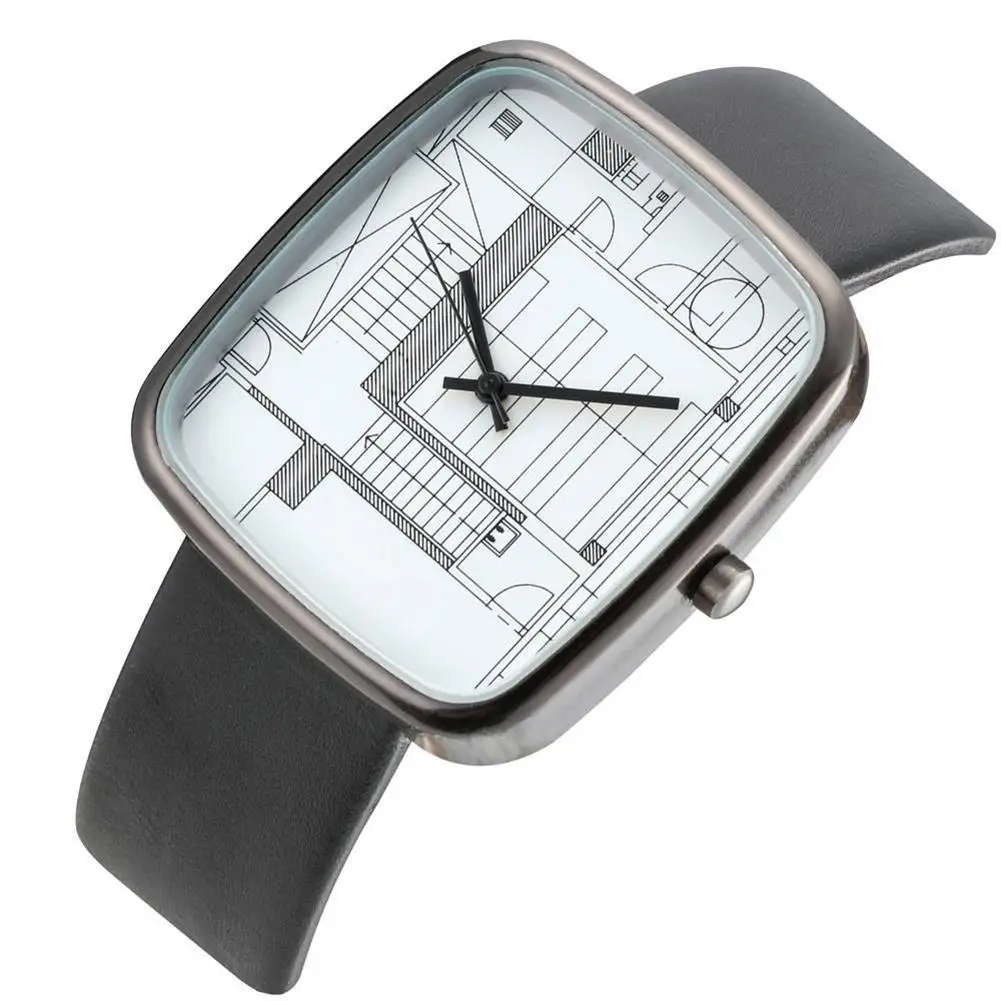 

Relogio Feminino Creative Women's Watches 2018 Fashion Casual Faux Leather Band Geometry Rectangular Quartz Wrist Watch Clock