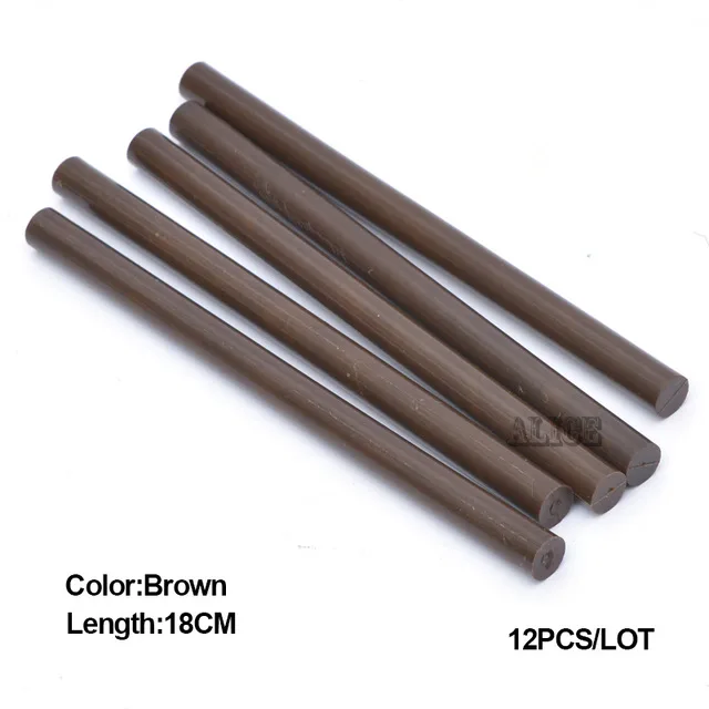 Коричневые Горячие клеевые палочки 10 см Кератиновый клей для наращивания волос - Цвет: Brown 18CM