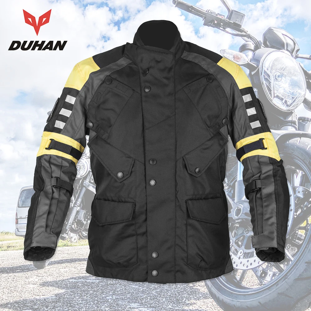

DUHAN Motorcycle Jacket Men Motocross Keep Warm Off-Road Moto Jacket Windproof Clothes Professional Racing Body Protective Black