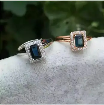 

Sapphire ring Free shipping Natural and real blue sapphire 925 sterling silver rings Gem size 4*6mm Luxury style