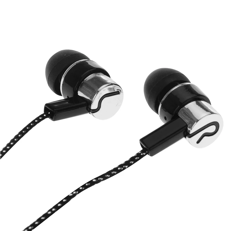 Stereo Wired Earbud 3.5mm Fiber Cloth Line In Ear MP3/4 Headset Noise