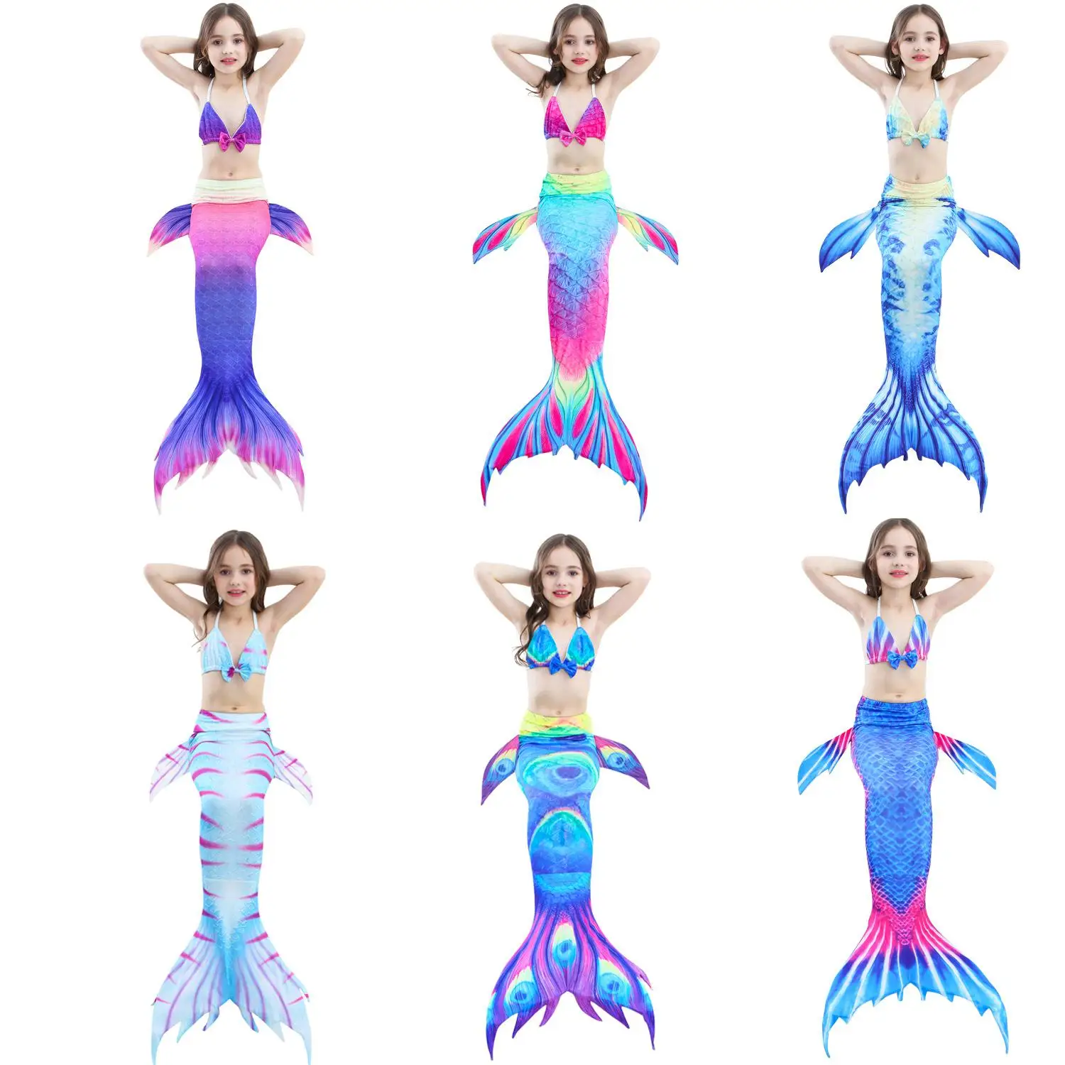 

3PCS/Set 11 Colors Swimming Mermaid Tail with Monofin Flipper Bikini Girls Children Swimmable Mermaid Tail Costome Cosplay