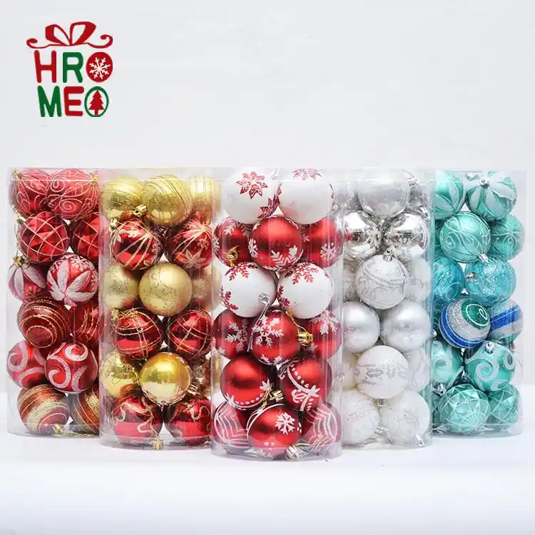 Hromeo Christmas Decorations 6 Cm Ball Hand Painted White