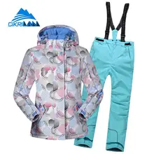 Лидер продаж; детский зимний спортивный костюм для катания на сноуборде и лыжах; детский теплый водонепроницаемый лыжный комплект; плотные зимние штаны; куртка с хлопковой подкладкой для девочек