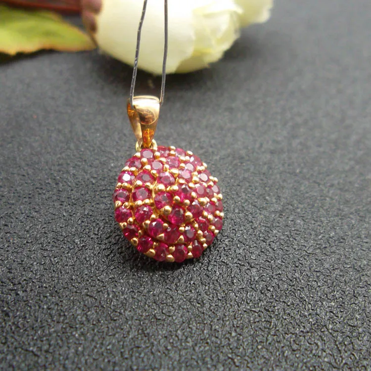 18K Rose Gold Natural Ruby pendant Natural stone jewelry gift Love