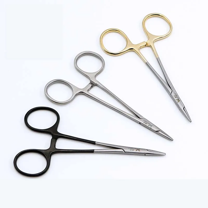 Butterfly feather eye surgery fine 12.5cm gold handle pin holder clamp needle clamp double eyelid needle holding beauty plastic