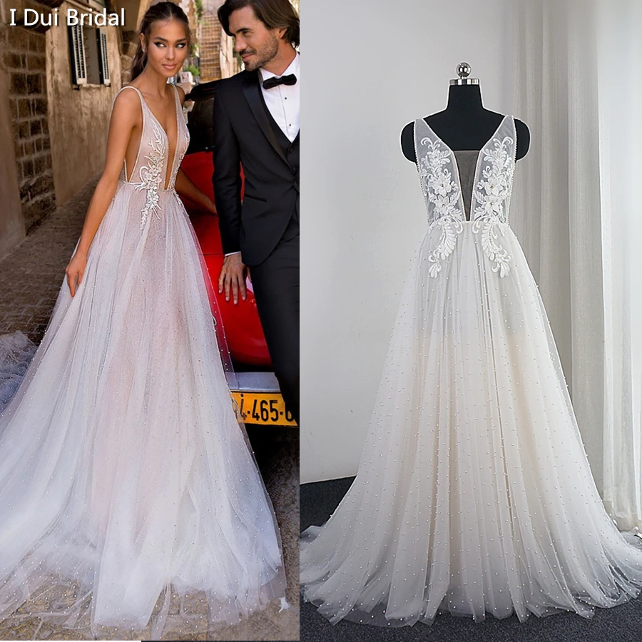 Aliexpress com Buy Pearl Wedding  Dress  with Lace 