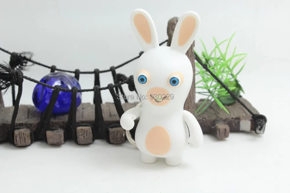 

Fashion LED flash voice Keychain Super sprouting Rabbdids crazy rabbit LED luminous key chain pendant Sound key chain