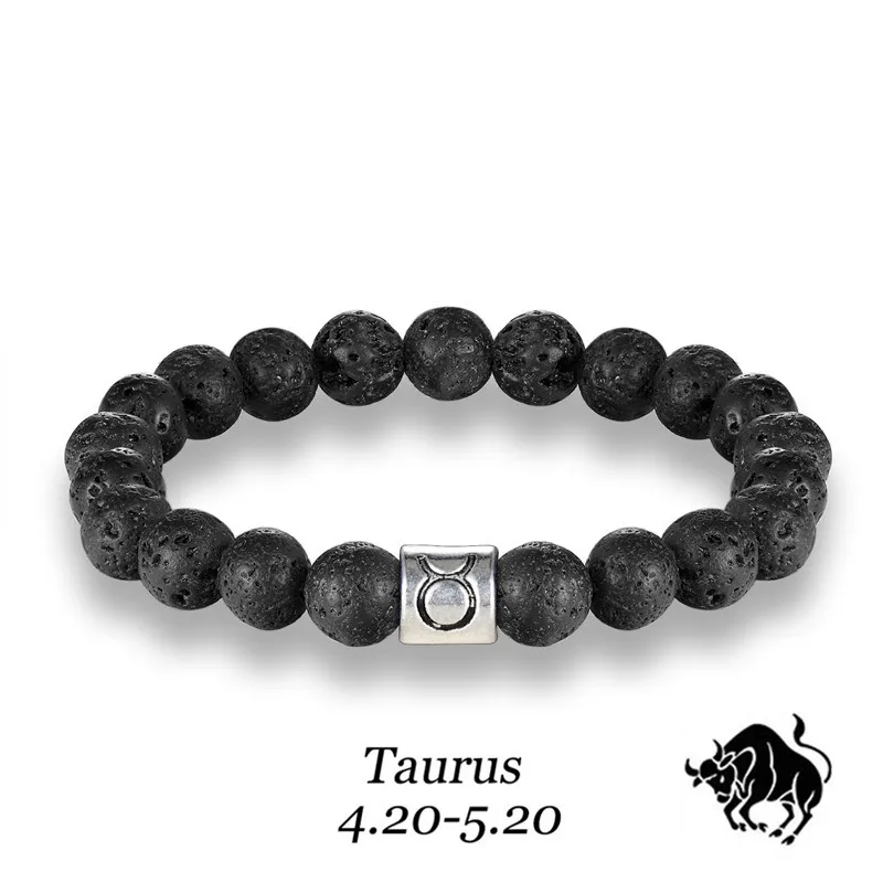 Bracelet Jewelry Stone bracelet beads lava natural homme fashion bangles Bracelet Men 12 Constellation Accessorie Jewelry male Lover Gifts