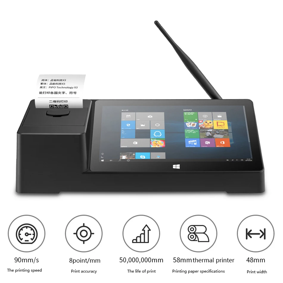 PIPO X3 POS настольный компьютер принтер Win10 Мини ПК планшетный Intel Z8350