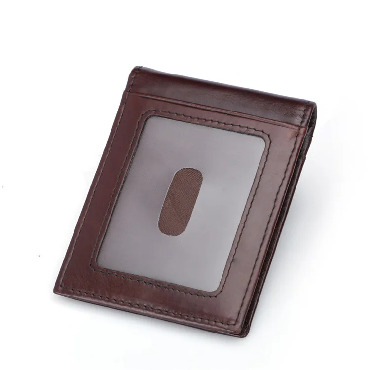 RFID Блокировка мини зажим для денег мужской кошелек из натуральной кожи мужской брендовый Повседневный двойной тонкий кошелек держатель для ID кредитных карт Чехол
