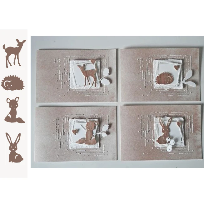 

Metal cutting dies cut die mold Rabbit fox deer hedgehog Scrapbook paper craft knife mould blade punch stencils dies