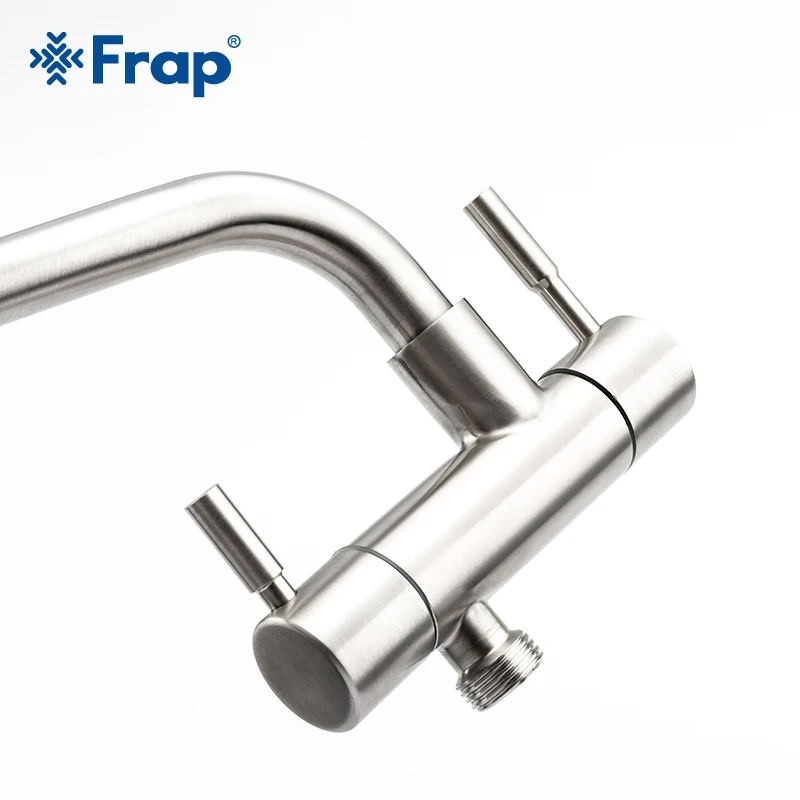 Frap Kitchen Faucet 304 Stainless Steel wall-mounted single cold quick open balcony laundry pool kitchen faucet with spray gun