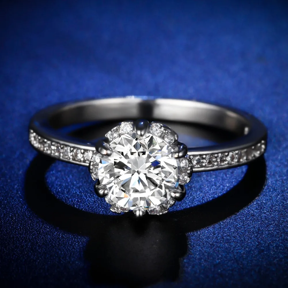 

Original Design Handmade cz unique style round cut heart and arrow Ring Cubic Zirconia Hot Ins sterling silver 925