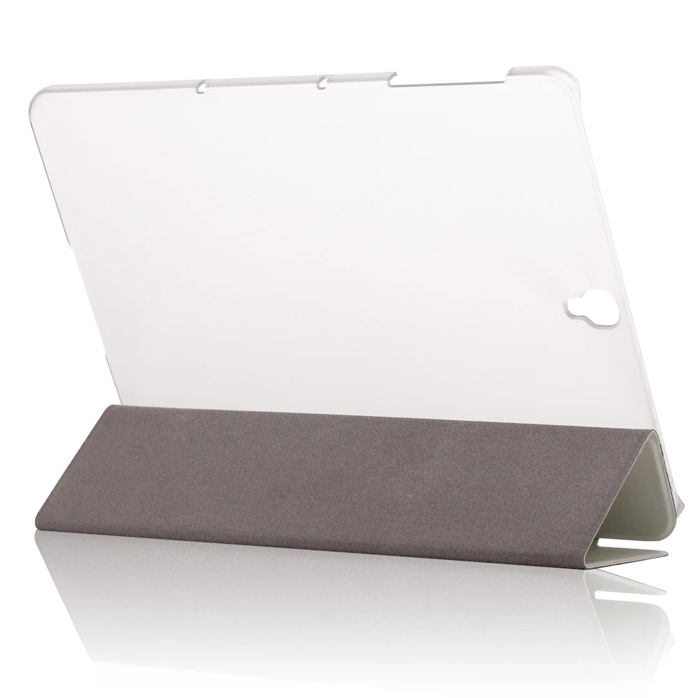 

Ultra Slim Silk 3-Fold Transparent Cover Stand PU Leather Protective Case For Samsung Galaxy Tab S3 9.7 T820 T825 SM-T819 Tablet
