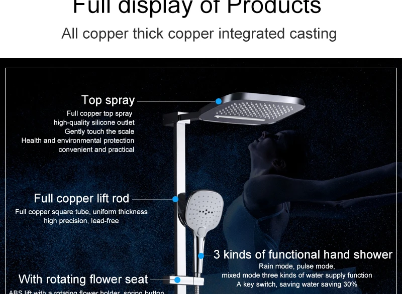 In Wall Exposed Touch Digital Shower Bath 3 Function Bathroom Shower Set Smart Intelligent Thermostat Waterfall Rain Shower (5)