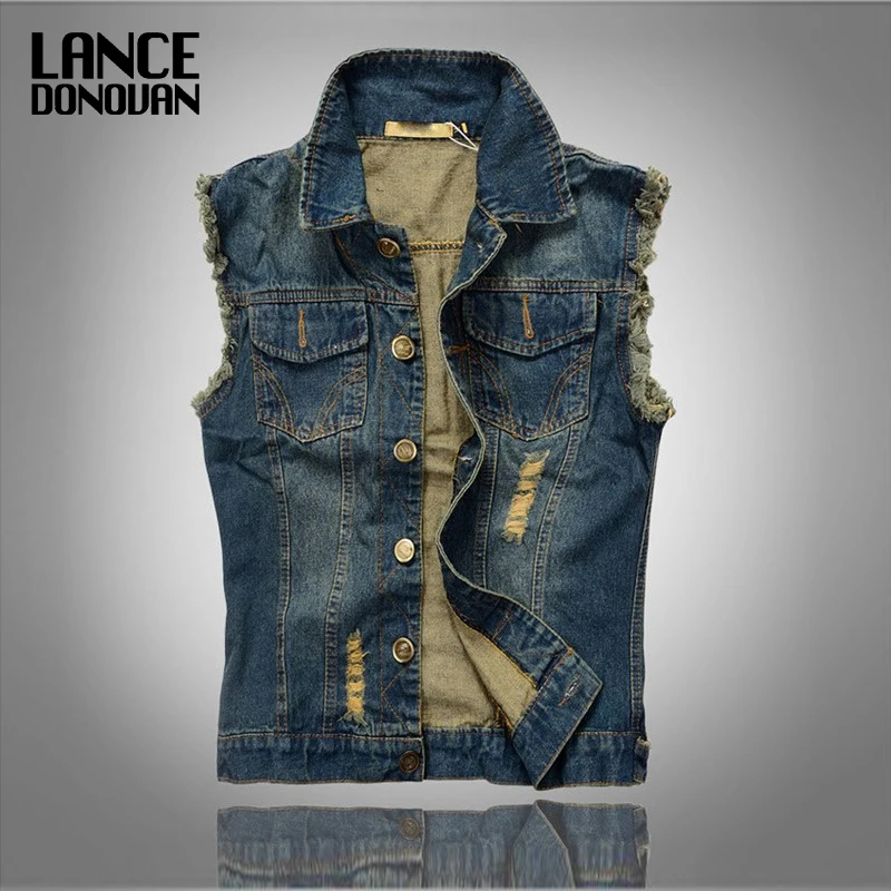 

Plus size 6XL/5XL/4XL/3XL/XXL/XL/L/M Denim vest men Hot sale New Spring-autumn men jean vest 2016 Korean style casual fashion
