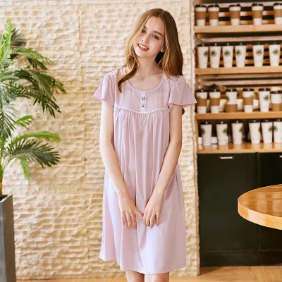 

Fashion Princess Nightgown Girls Sexy Lace Trim Lingerie Dress Sleepwear Sleepshirts Women Spring Summer Nightdress Home W