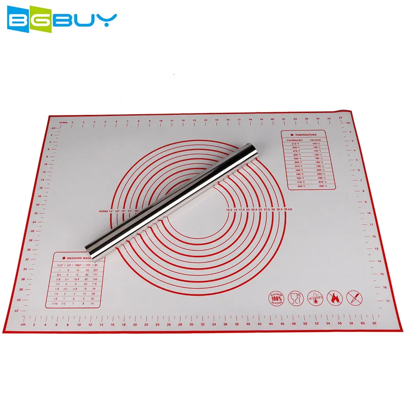 Stainless Steel Round Shape Rolling Pin and 70*50 Silicone Pastry Mat for Baking Dumpling Maker | Дом и сад
