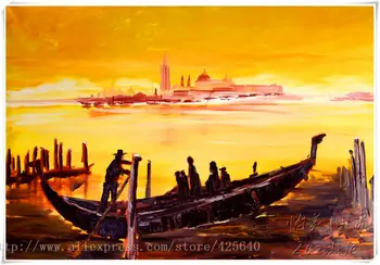 

Venice oil painting italian oil painting on canvas hight Quality handmade oil painting Venice Sunset and Gondola