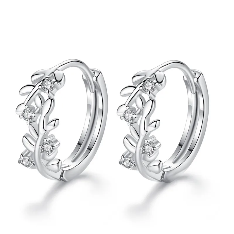 Elegant 585 White Gold Color Earring Sets Boucle d'oreille Leaves Crystal Earrings Bijoux Jewelry Brincos Mujer Women Gifts E277 (6)