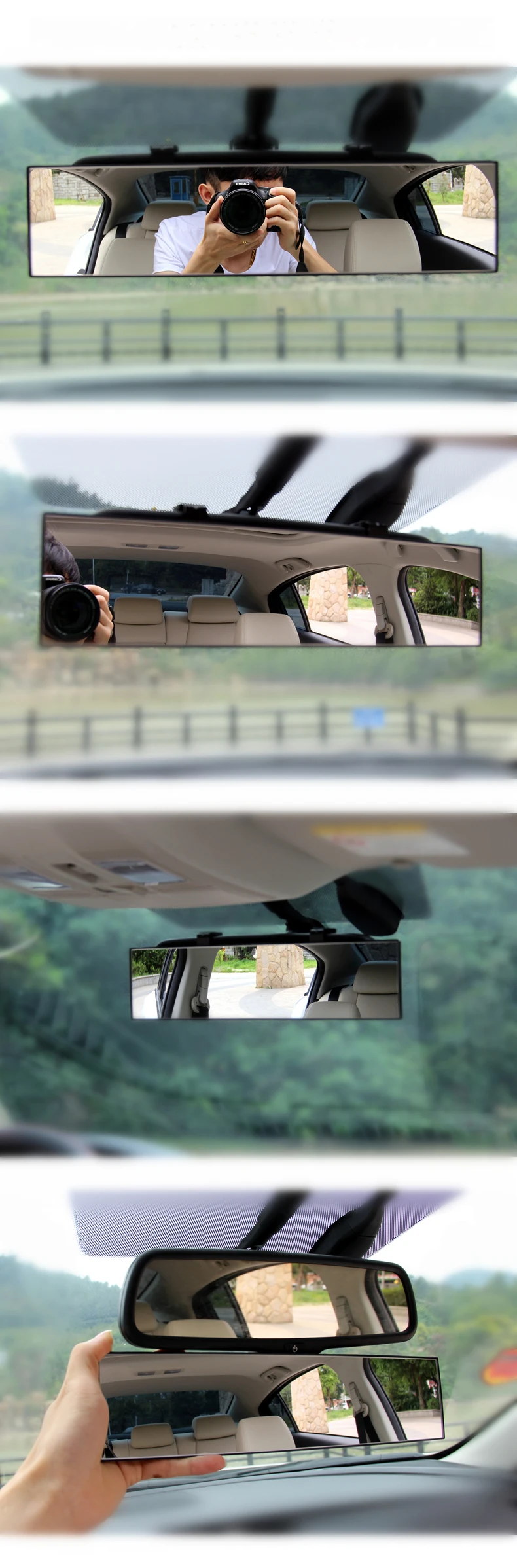 300 мм большое зеркало заднего вида с автоматическим защитой, Панорамное антиослепительное зеркало заднего вида для салона автомобиля