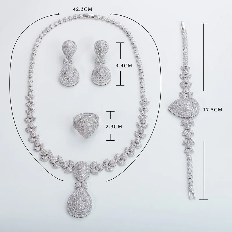 Hadiyana роскошный сверкающий кубический циркон 4 шт. набор ювелирных изделий для женщин ожерелье и браслет и серьги Ювелирные наборы CN289