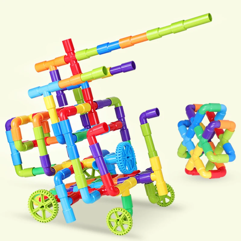DIY Pipeline Block Colorful Educational Water Pipe Building Blocks Assembling Pipeline Tunnel Block Model Toy For Kids Gift (6)