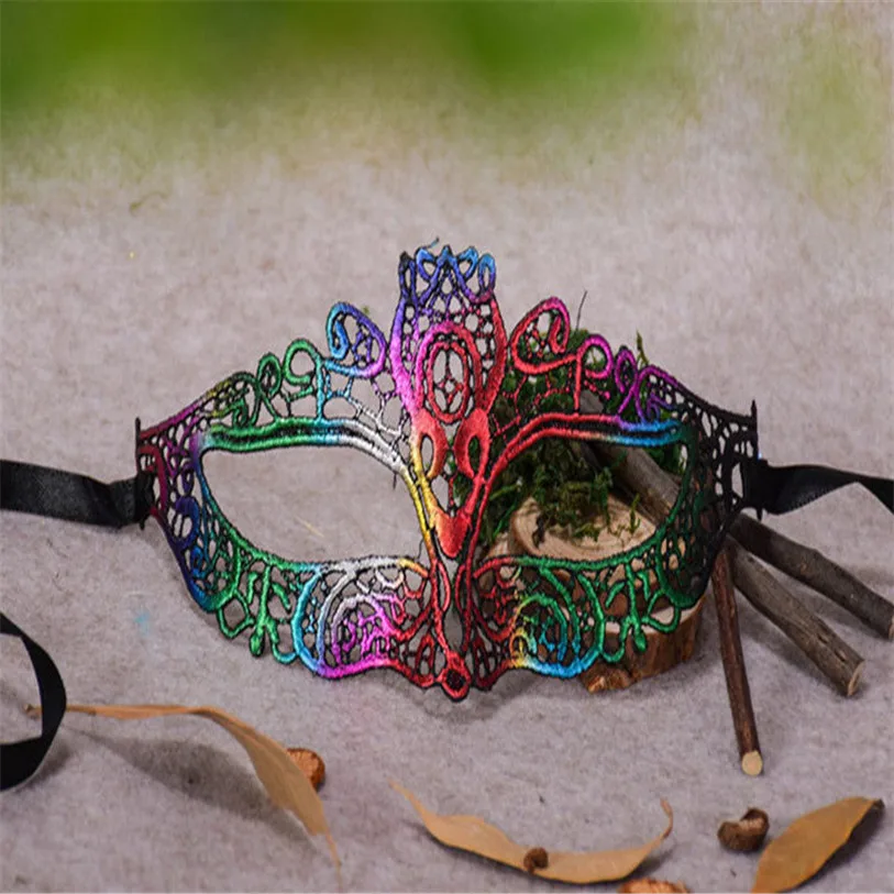 Lace Mask Halloween Party Metal Mask Cosplay Black Half Face Halloween Masks Adult Masquerade Masks Party for Women #F#40AT13 (1)
