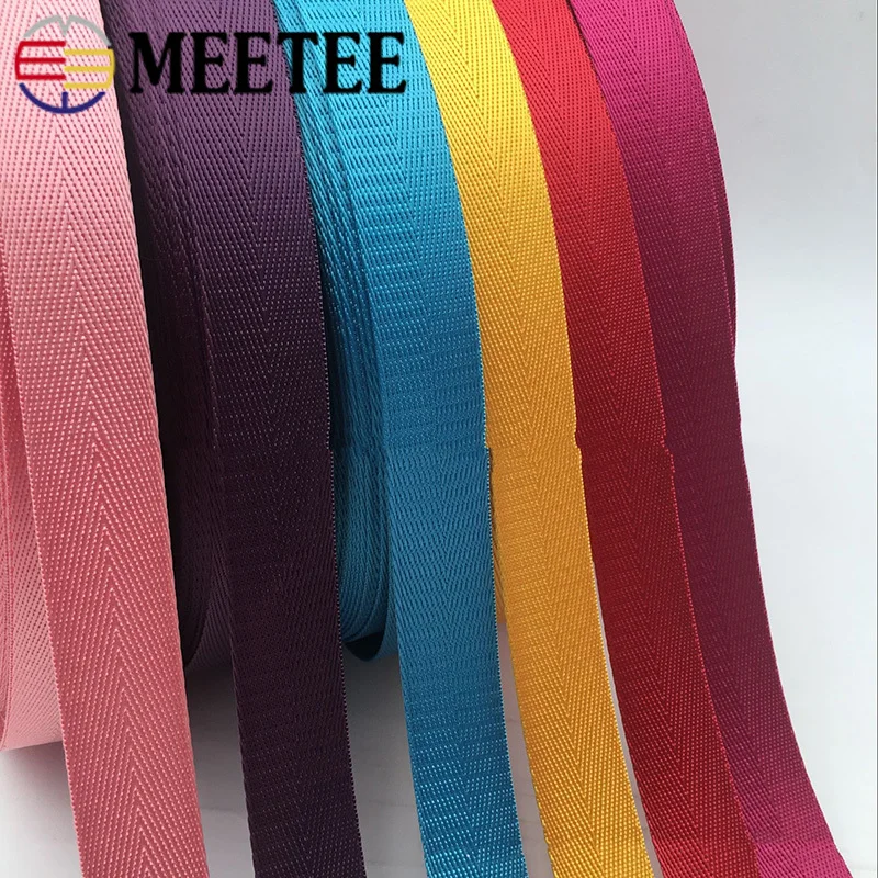 

Meetee 8Meters 25mm High Quality Nylon Webbing Band Herringbone Pattern Lace Tape Ribbon DIY Bag Strap Sewing Belt Accessories