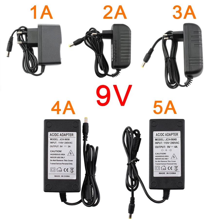 Power Supply 9V Adapter Charger DC 9V 1A 2A 3A 4A 5A Power Adapter Switching 220V to 9V Power Adapter For Led Light Lamp