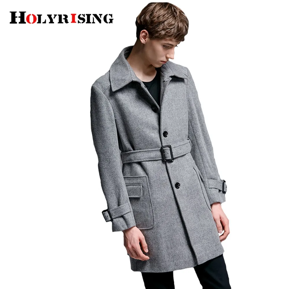Holyrising классические мужские шерстяные пальто повседневные с отложным воротником