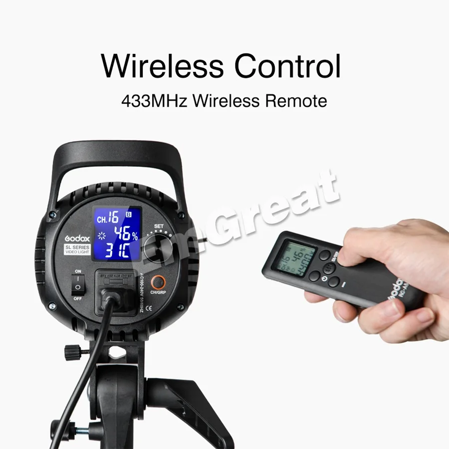  Godox SL60W Led Video Light 5600K 60W CRI 95+ Bowens Mount with Remote Controll & BD-04 Barn Door H - 32989759431