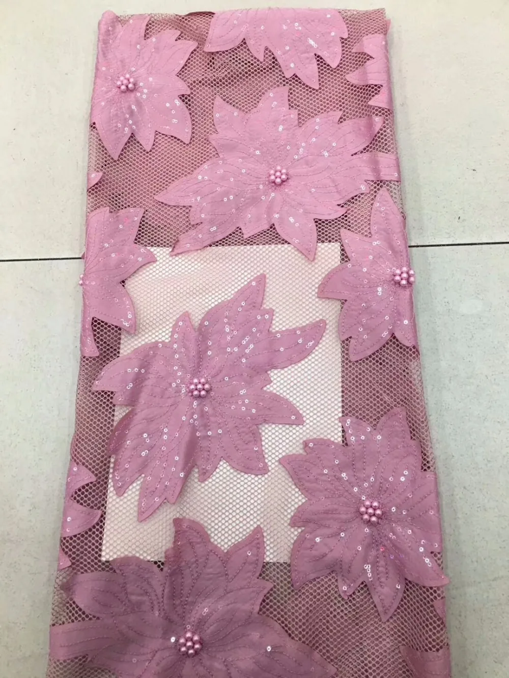 

Newcoming beaded african net tulle lace fabric beautiful african french lace fabric with sequins for party dress dpj182