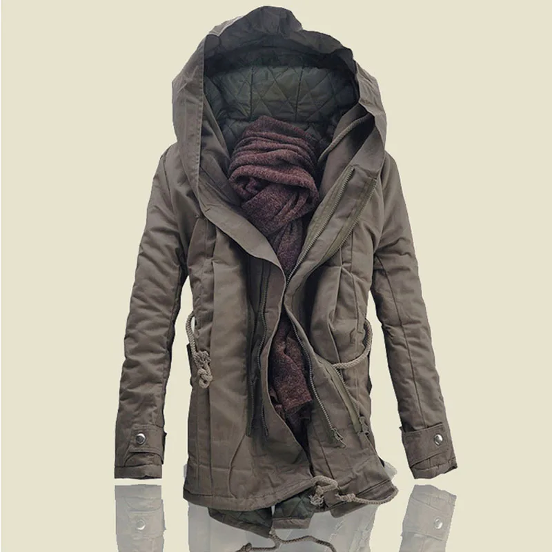 

2019 new British fashion long hooded jacket men, high-end quality men's brand thick warm jacket, large size men's loose jacket