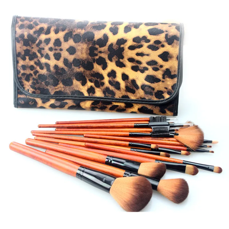 

18PCS Makeup Brushes Set Podwer Foundation Cream Blush Eyeshdow Eyebrow Lip Brush Sexy Leopard PU Case Beauty Cosmetic Tool Kits