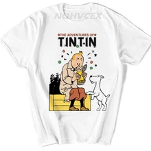 Новые модные футболки Tintin Adventure классические футболки с анимацией футболки с коротким рукавом на заказ повседневные футболки
