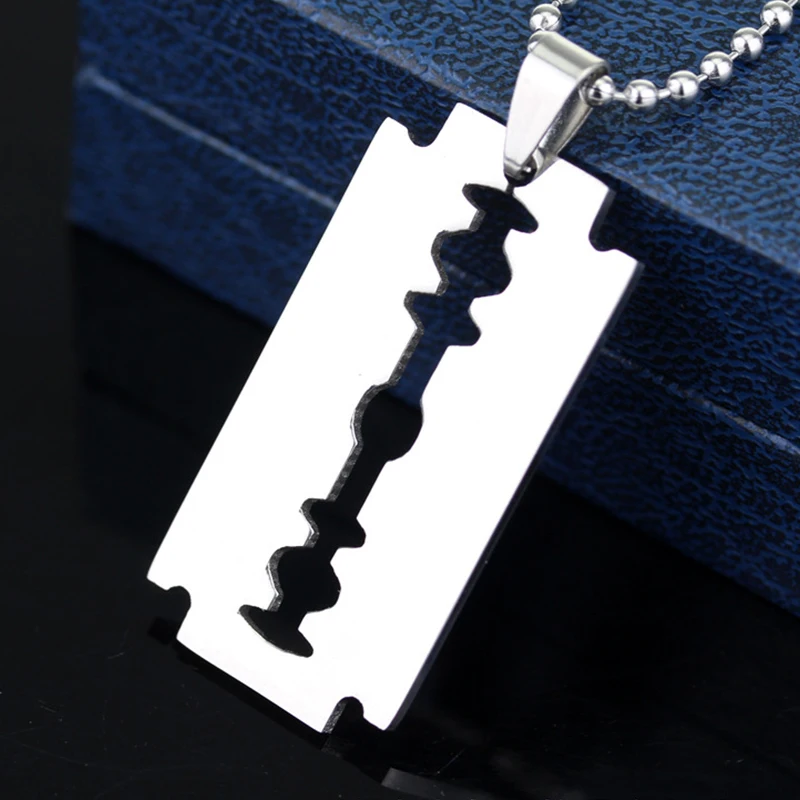 Car Pendant Hanging Fashion Stainless Steel Small Razor Blade Necklace Ornaments Decoration Rear View Mirror Accessories